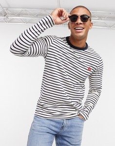 Белый лонгслив с полоску Jack & jones Essentials