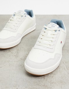 Кремовые кожаные кроссовки с логотипом Tommy Hilfiger-Кремовый