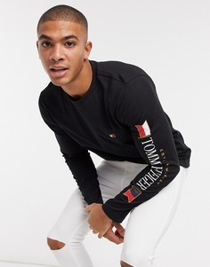 Черный лонгслив с логотипом Tommy Hilfiger