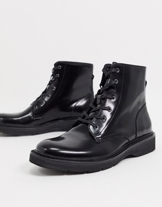 Черные кожаные ботинки на шнуровке All Saints-Черный