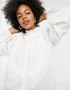 Белая блузка с оборками Topshop-Белый