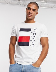Белая футболка с полосками и логотипом Tommy Hilfiger-Белый