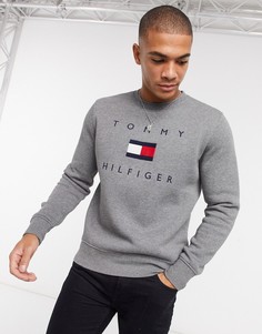 Серый свитшот с вышитым логотипом-флагом Tommy Hilfiger