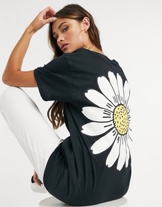 Oversized-футболка с цветочным принтом на спине New Love Club-Черный