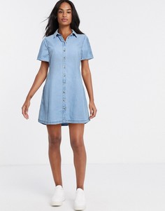 Синее джинсовое платье-рубашка ASOS DESIGN-Синий