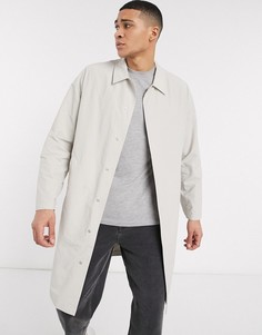 Светло-бежевое пальто с контрастной отделкой ASOS DESIGN-Бежевый