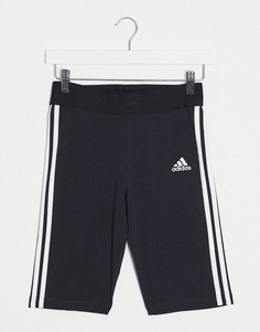 Черные леггинсы-шорты с тремя полосками adidas Training-Черный