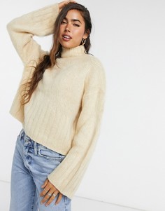 Бежевый джемпер с высоким воротником ASOS DESIGN-Светло-бежевый