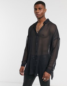 Черная свободная рубашка ASOS DESIGN-Черный