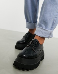 Черные туфли на массивной подошве со шнуровкой ASOS DESIGN-Черный