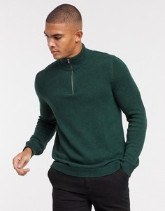 Зеленый хлопковый джемпер с молнией ASOS DESIGN