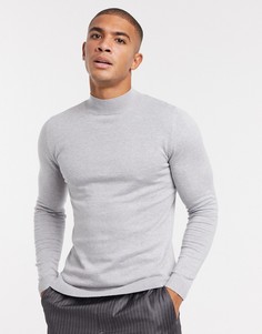 Светло-серый обтягивающий джемпер-водолазка ASOS DESIGN