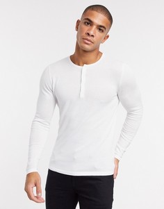 Белый хлопковый джемпер с воротом на пуговице ASOS DESIGN