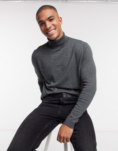 Темно-серый хлопковый джемпер с отворачивающимся воротом ASOS DESIGN