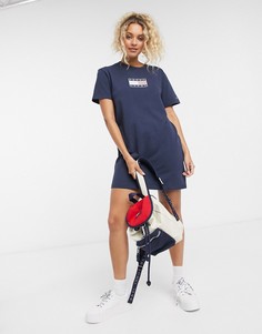 Темно-синее платье-футболка с логотипом Tommy Jeans-Темно-синий