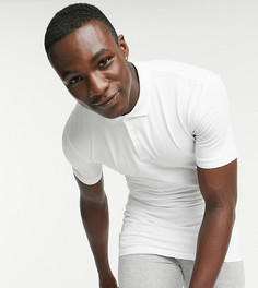 Облегающее трикотажное поло белого цвета ASOS DESIGN Tall-Белый