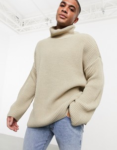Светло-бежевый oversize-джемпер с высоким воротником ASOS DESIGN-Кремовый