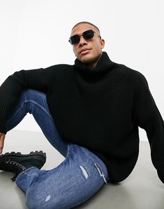 Черный oversize-джемпер с высоким воротником ASOS DESIGN