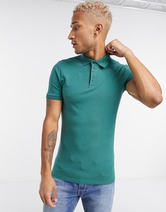 Зеленое трикотажное облегающее поло из органического хлопка ASOS DESIGN-Зеленый