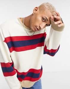 Бежевый джемпер oversized колор блок ASOS DESIGN-Кремовый