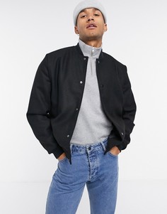 Черная куртка из ткани с добавлением шерсти ASOS DESIGN-Черный