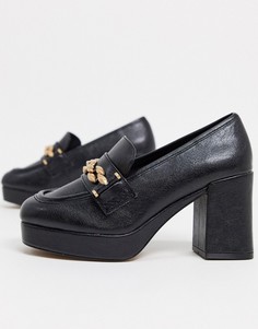 Черные лоферы на платформе и среднем каблуке ASOS DESIGN-Черный