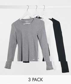 Набор из 3 базовых футболок с круглым вырезом Hollister-Мульти