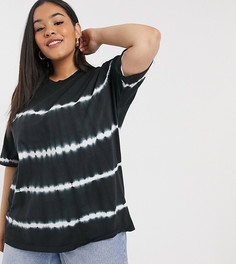 Oversized-футболка в полоску тай-дай ASOS DESIGN Curve-Серый