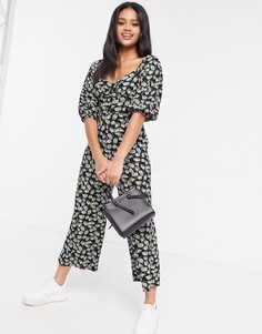 Трикотажный комбинезон на пуговицах с широкими штанинами ASOS DESIGN-Мульти