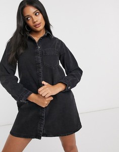 Черное джинсовое платье-рубашка ASOS DESIGN-Черный