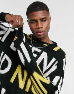 Свободный свитер с фактурной надписью ASOS DESIGN-Мульти