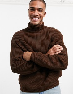 Коричневый oversized-джемпер в рубчик ASOS DESIGN