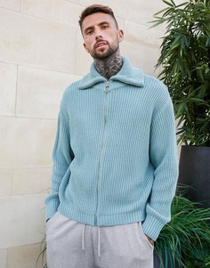 Светло-зеленая oversized-куртка на молнии ASOS DESIGN-Зеленый