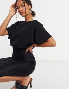 Черное платье-футляр с рукавами клеш AX Paris-Черный