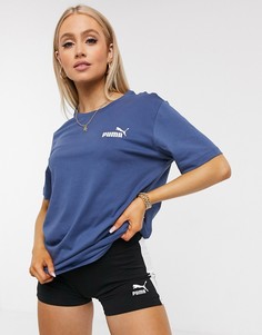 Синяя футболка с маленьким логотипом Puma-Синий