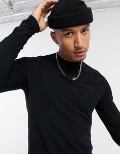 Черный джемпер с высоким воротом Bershka