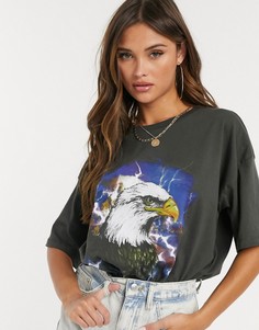 Oversize-футболка с фотопринтом орла ASOS DESIGN-Черный