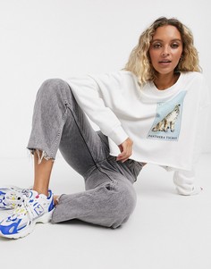 Бежевый укороченный свитшот Topshop-Кремовый