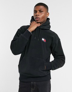 Черный флисовый худи с логотипом Tommy Jeans