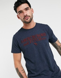 Темно-синяя футболка с логотипом Abercrombie & Fitch-Темно-синий