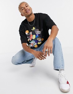 Oversized-футболка с баскетбольным принтом "Looney Tunes" ASOS DESIGN-Черный