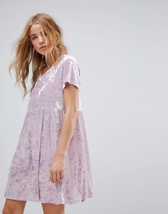 Свободное платье из мятого бархата Glamorous-Фиолетовый