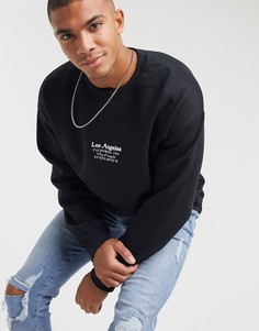Черный свитшот с принтом "Los Angeles" Topman