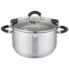 Кастрюля Agness со сливом 937-155 1,9 л, стальной/черный