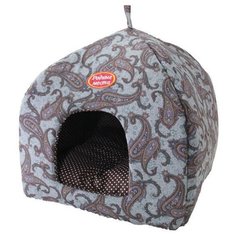 Домик для собак и кошек Родные места Избушка №1 Огурцы 42х42х50 см серый