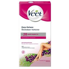 Veet Восковые полоски с маслом ши и ароматом ягод для нормальной кожи 12 шт.