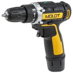 Аккумуляторная дрель-шуруповерт Molot MBD 1213-1 Li Li-Ion 1.3 А·ч 12 В х1 коробка 20 Н·м черный/желтый МОЛОТ