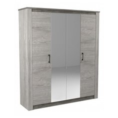 Шкаф для спальни СБК Денвер четырех дверный, (ШхГхВ): 192х53.8х230 см, риббек серый