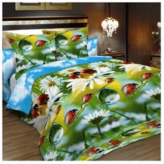 Постельное белье евростандарт Letto B184, бязь, 70 х 70 см зеленый/красный/голубой