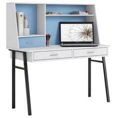 Письменный стол Polini kids Aviv 1455, 140х61.8 см, цвет: белый/белый/голубой